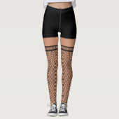 Faux Fishnet Stockings Black Lingerie Costume Leggings (Voorkant)