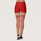 Faux Fishnet Stockings Red Shorts Costuum Leggings (Achterkant)