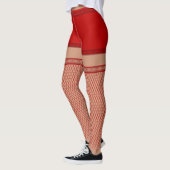Faux Fishnet Stockings Red Shorts Costuum Leggings (Links)