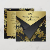 FAUX Flappen Bloem 50ste Verjaardag Uitnodiging (Voorkant / Achterkant)