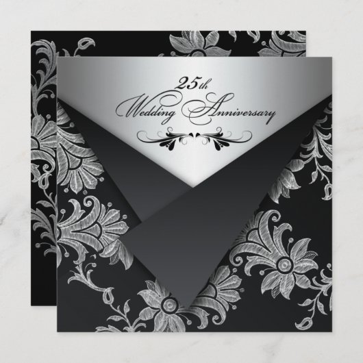 FAUX Flaps 25e huwelijksjubileum uitnodiging (Voorkant / Achterkant)