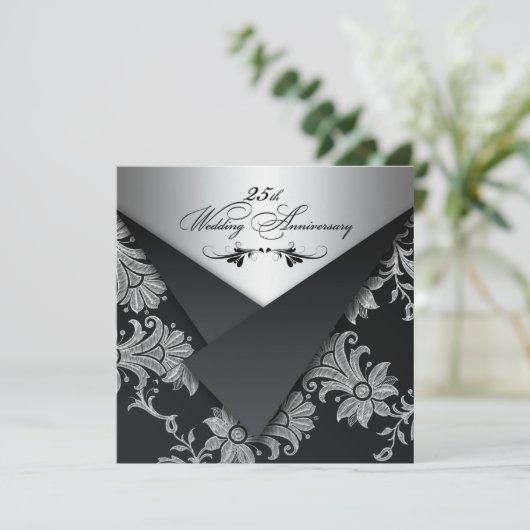 FAUX Flaps 25e huwelijksjubileum uitnodiging (Staand voorkant)