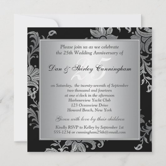FAUX Flaps 25e huwelijksjubileum uitnodiging (Achterkant)