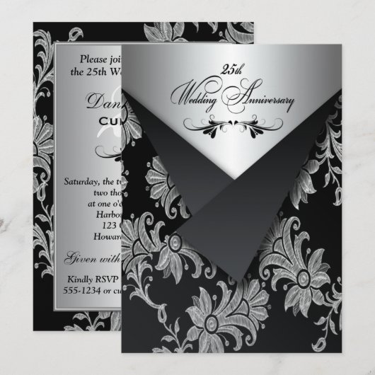 FAUX Flaps 25e huwelijksjubileum uitnodiging 2 (Voorkant / Achterkant)