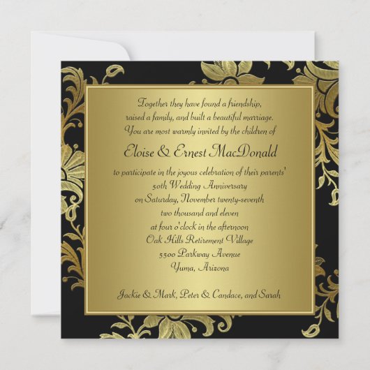 FAUX Flaps Bloem 50ste Verjaardag Uitnodiging (Achterkant)