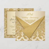 FAUX Flaps Damask 10e verjaardagsuitnodiging Kaart (Voorkant / Achterkant)