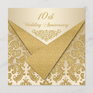 FAUX Flaps Damask 10th Jubileum Invitation Kaart