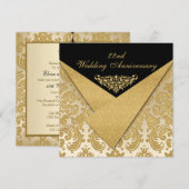 FAUX Flaps Damask 22e Jubileum Uitnodiging (Voorkant / Achterkant)