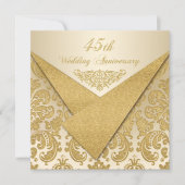 FAUX Flaps Damask 45th Anniversary Uitnodiging (Voorkant)