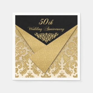 FAUX Flaps Damask 50ste bruiloft Jubileum servette Servet