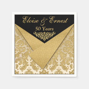 FAUX Flaps Damask 50ste bruiloft Jubileum servette Servetten
