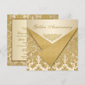 FAUX Flaps Damask 50ste verjaardagsuitnodiging Kaart (Voorkant / Achterkant)