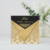 FAUX Flaps Damask 50th Anniversary Uitnodiging 2 (Staand voorkant)