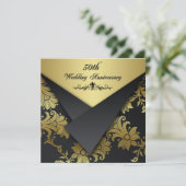 FAUX Flaps Floral 50th Jubileum Uitnodiging (Staand voorkant)