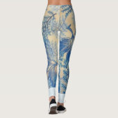 "Faux Floral Blue Body Tattoo" Yoga Pants Leggings (Achterkant)