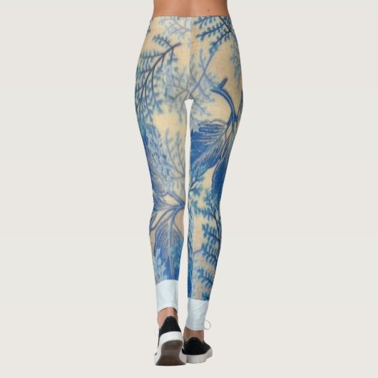"Faux Floral Blue Body Tattoo" Yoga Pants Leggings (Achterkant)