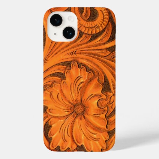 Faux Floral Tooled Leather Horse Saddle Case-Mate iPhone Case (Achterkant)