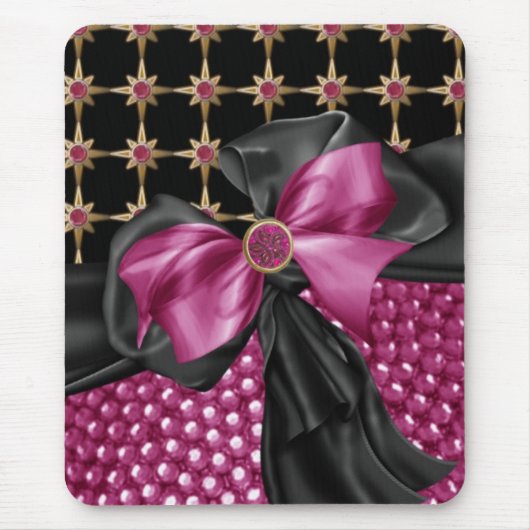 faux flowered, juwelen & Rhinestone mousepad Muismat (Voorkant)