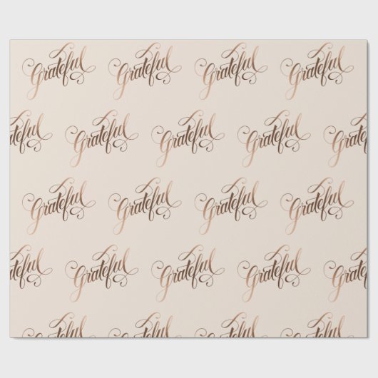 Faux-foil Elegant Grateful Script for Thanksgiving Cadeaupapier (Vlak)