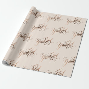 Faux-foil Elegant Grateful Script for Thanksgiving Cadeaupapier