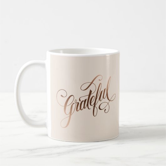 Faux-foil Elegant Grateful Script for Thanksgiving Koffiemok (Links)