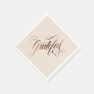 Faux-foil elegant Grateful script voor Thanksgivin Servet