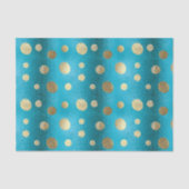 Faux Foil Turquoise & Gold Polka Dots Tissuepapier (Voorkant)