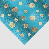 Faux Foil Turquoise & Gold Polka Dots Tissuepapier (Detail)