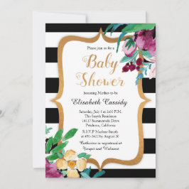Faux Foil Waterverf Floral Baby shower Uitnodiging