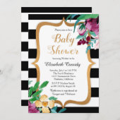 Faux Foil Waterverf Floral Baby shower Uitnodiging (Voorkant / Achterkant)