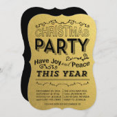 Faux Foild Gold Vakantie Party uitnodiging (Voorkant / Achterkant)