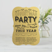 Faux Foild Gold Vakantie Party uitnodiging (Staand voorkant)