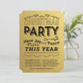 Faux Foild Gold Vakantie Party uitnodiging (Staand voorkant)