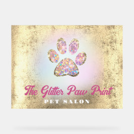 faux folie achtergrond glitter poot print logo acryl bord