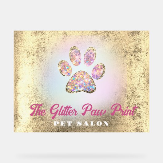 faux folie achtergrond glitter poot print logo acryl bord (Voorkant)