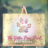 faux folie achtergrond glitter poot print logo acryl bord (Neutraal)