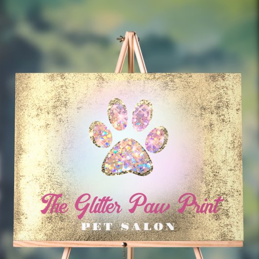 faux folie achtergrond glitter poot print logo acryl bord (Neutraal)