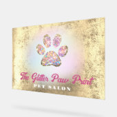 faux folie achtergrond glitter poot print logo acryl bord (Hoek)