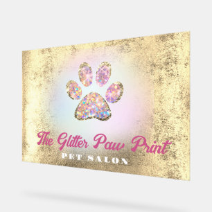 faux folie achtergrond glitter poot print logo acryl bord