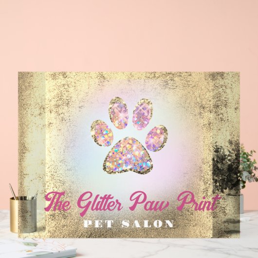 faux folie achtergrond glitter poot print logo acryl bord (Huwelijk)