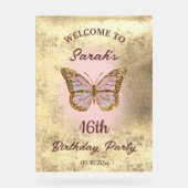 Faux folie achtergrond vlinder welkom acryl bord (Voorkant)