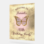 Faux folie achtergrond vlinder welkom acryl bord (Hoek)