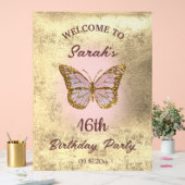 Faux folie achtergrond vlinder welkom acryl bord (Huwelijk)