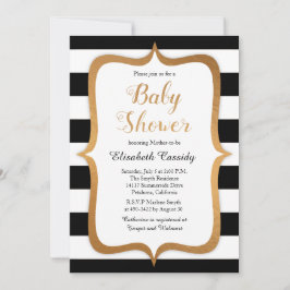 Faux Folie Black Stripes Baby shower Uitnodiging