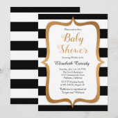Faux Folie Black Stripes Baby shower Uitnodiging (Voorkant / Achterkant)