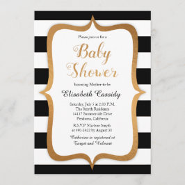 Faux Folie Black Stripes Baby shower Uitnodiging