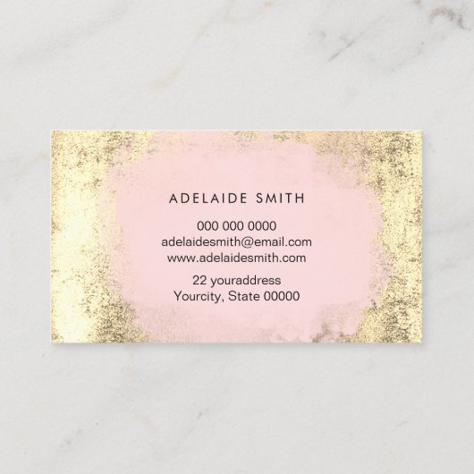 FAUX folie cirkel roze waterverf op FAUX goud Visitekaartje (Achterkant)