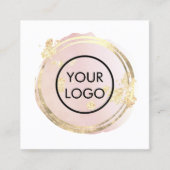 FAUX folie cirkel roze waterverf Vierkante Visitekaartje (Voorkant)