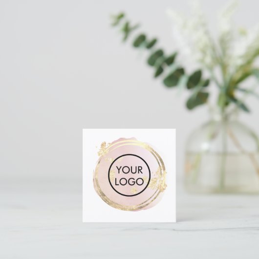 FAUX folie cirkel roze waterverf Vierkante Visitekaartje (Staand voorkant)