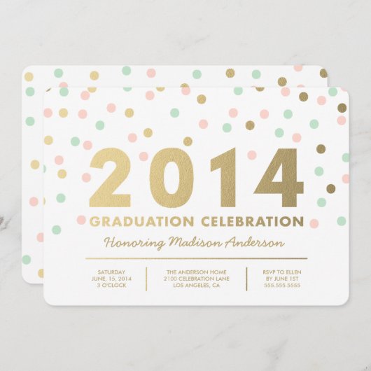 Faux Folie Confetti | Uitnodiging tot Afstuderen (Voorkant / Achterkant)